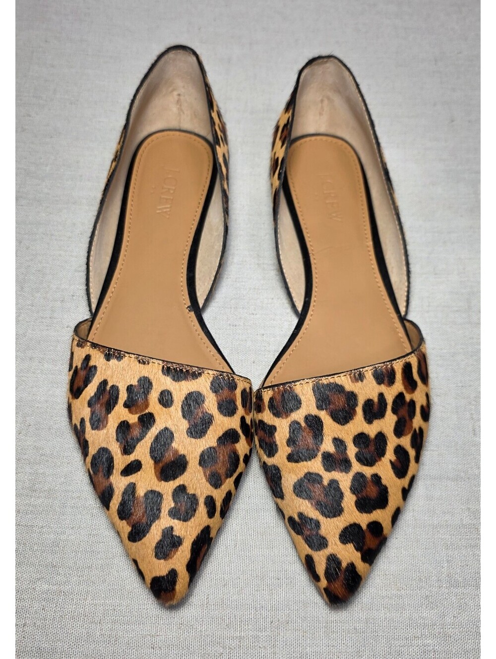 J. Crew Zoe Leopard Calf Hair d'Orsay Flats Size 10 Point